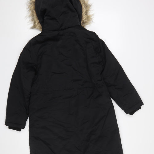 Next Girls Black Faux Fur Hooded Parka Coat 10 Years Winter Jacket
