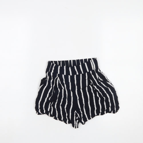 H&M Women Black White Striped Paperbag Shorts Size 4