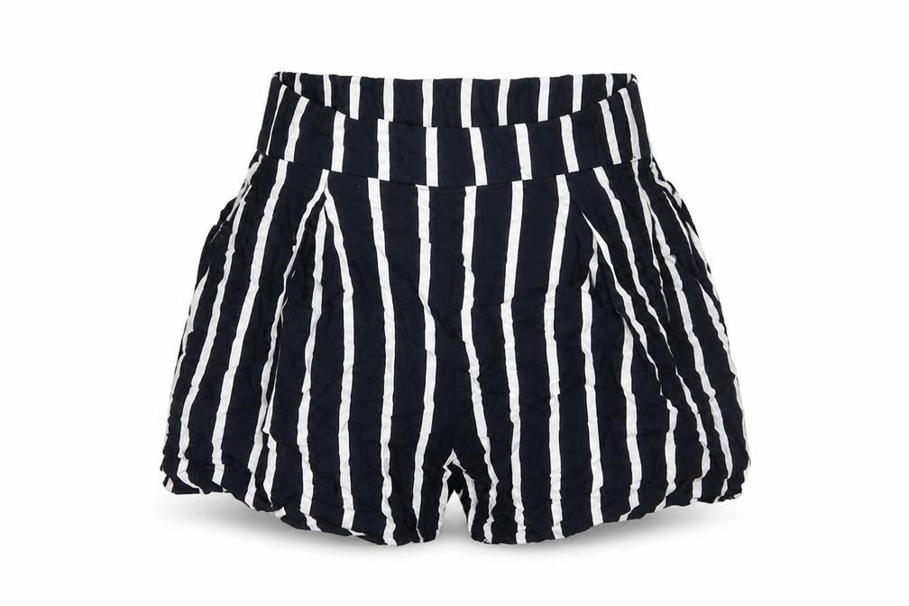 H&M Women Black White Striped Paperbag Shorts Size 4