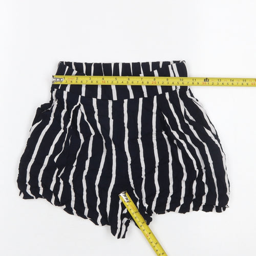 H&M Women Black White Striped Paperbag Shorts Size 4