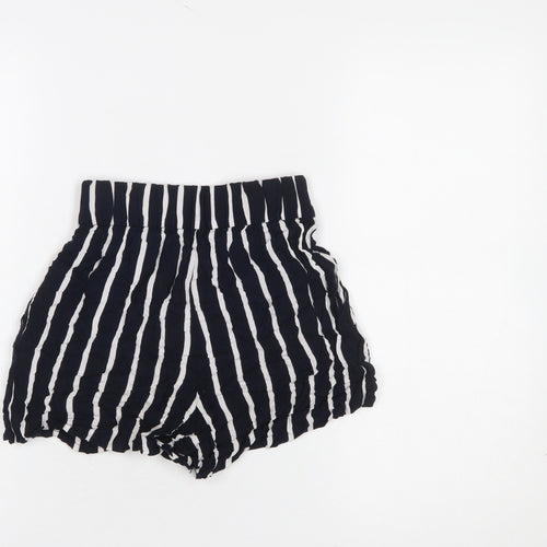 H&M Women Black White Striped Paperbag Shorts Size 4