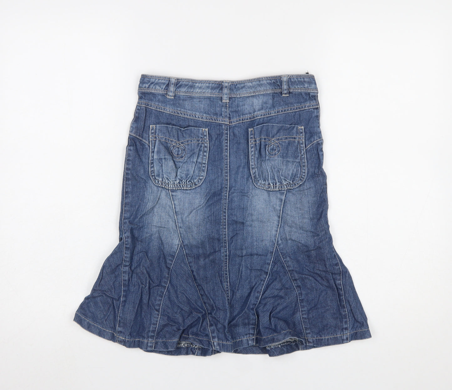 Next Girls Blue Denim A-Line Skirt 9 Years Belt Loops Casual Cotton