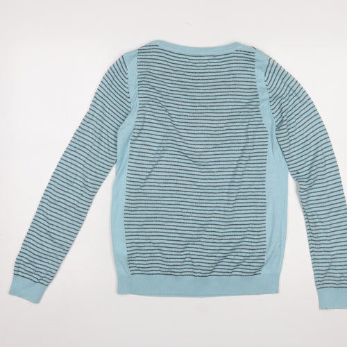Marks and Spencer Women’s Blue Striped Crew Neck Jumper Size 10