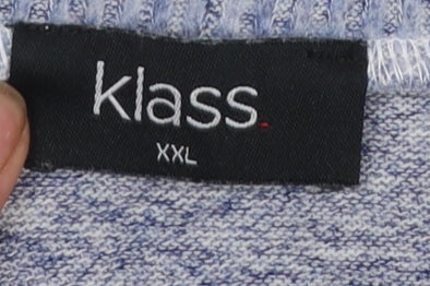 Klass Womens Blue Beaded Puff Sleeve Crew Neck Pullover Jumper 2XL