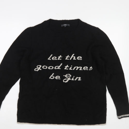 Next Women’s Black Funny Slogan Pullover Jumper Size 18