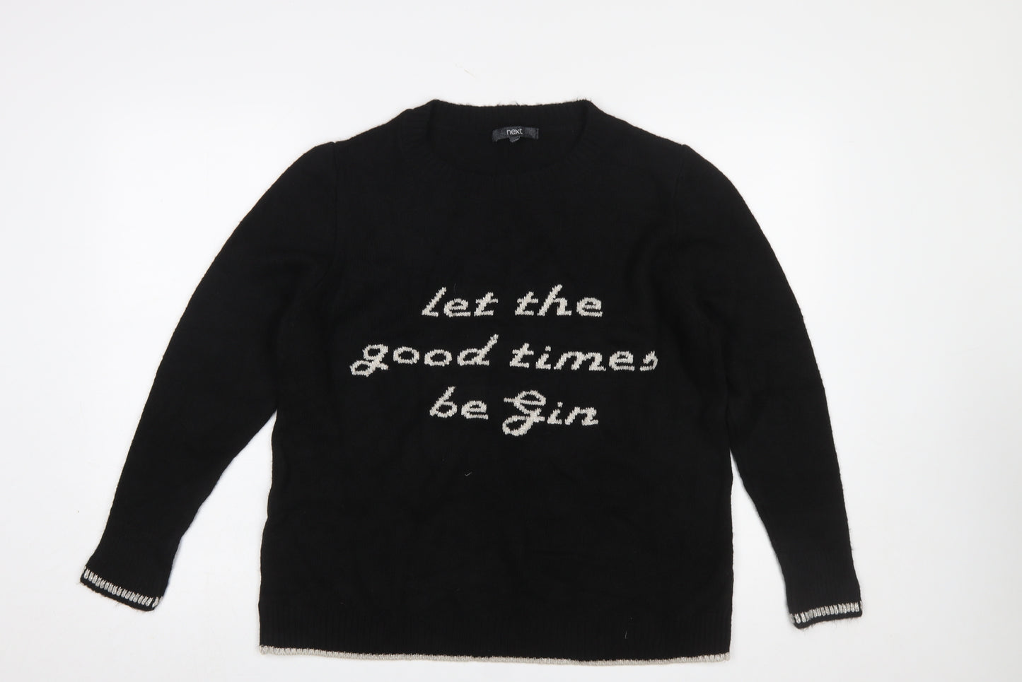 Next Women’s Black Funny Slogan Pullover Jumper Size 18