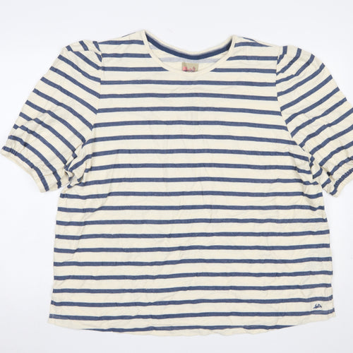 Mantaray Women's Blue Striped Cotton T-Shirt Size 22 Short Sleeve Nautical Top