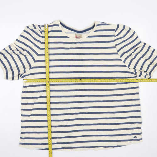 Mantaray Women's Blue Striped Cotton T-Shirt Size 22 Short Sleeve Nautical Top