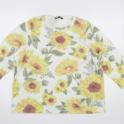 Bonmarché Women's Multicoloured Floral 3/4 Sleeve Pullover Jumper Size 20