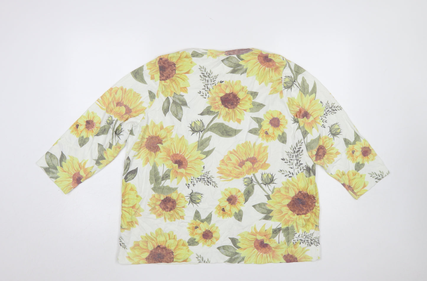 Bonmarché Women's Multicoloured Floral 3/4 Sleeve Pullover Jumper Size 20