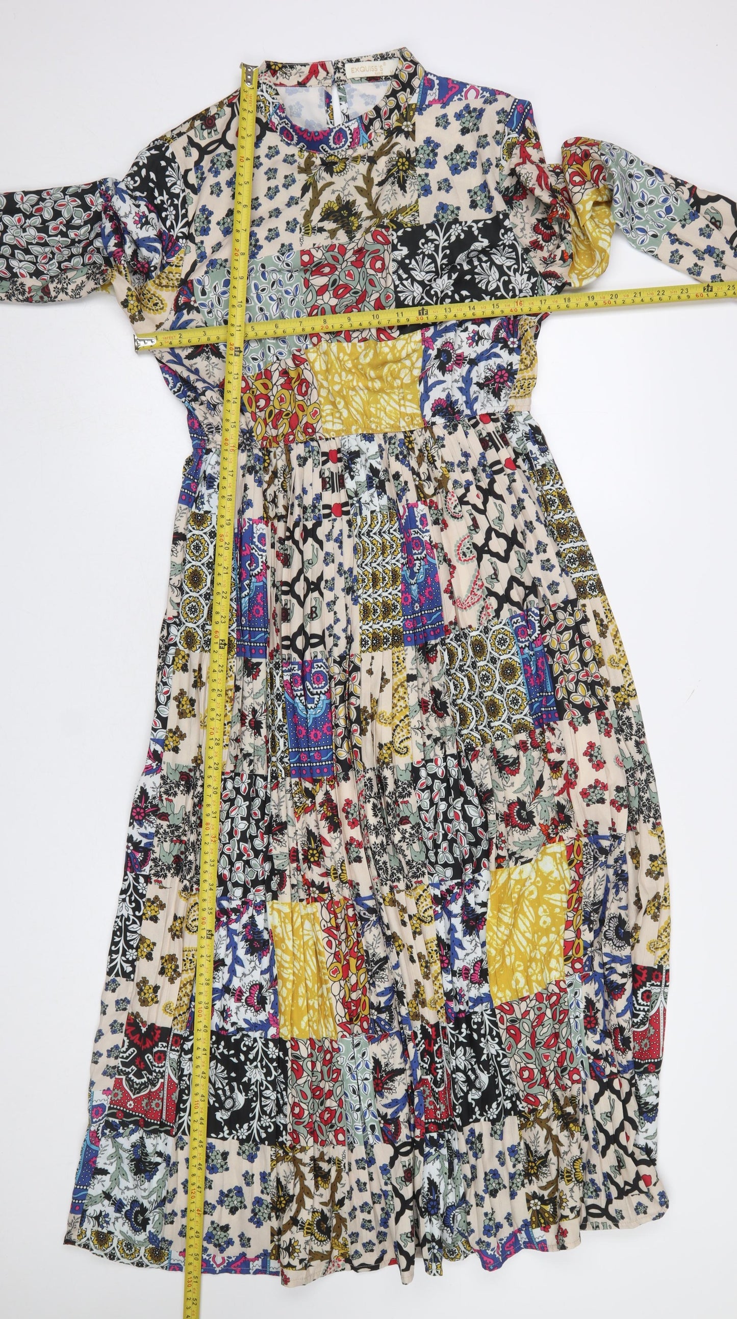 Exquiss's Women Multicoloured Midi A-Line Dress Size M