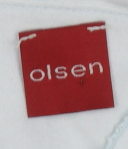 Olsen Womens Blue Ruffle 3/4 Sleeve Wrap Blouse Size 12