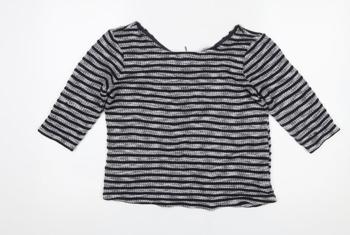 New Look Women's Black Striped 3/4 Sleeve Knit Top Size 8