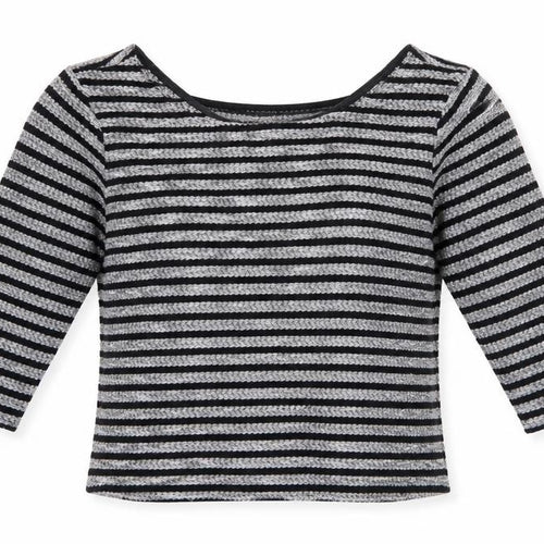 New Look Women's Black Striped 3/4 Sleeve Knit Top Size 8