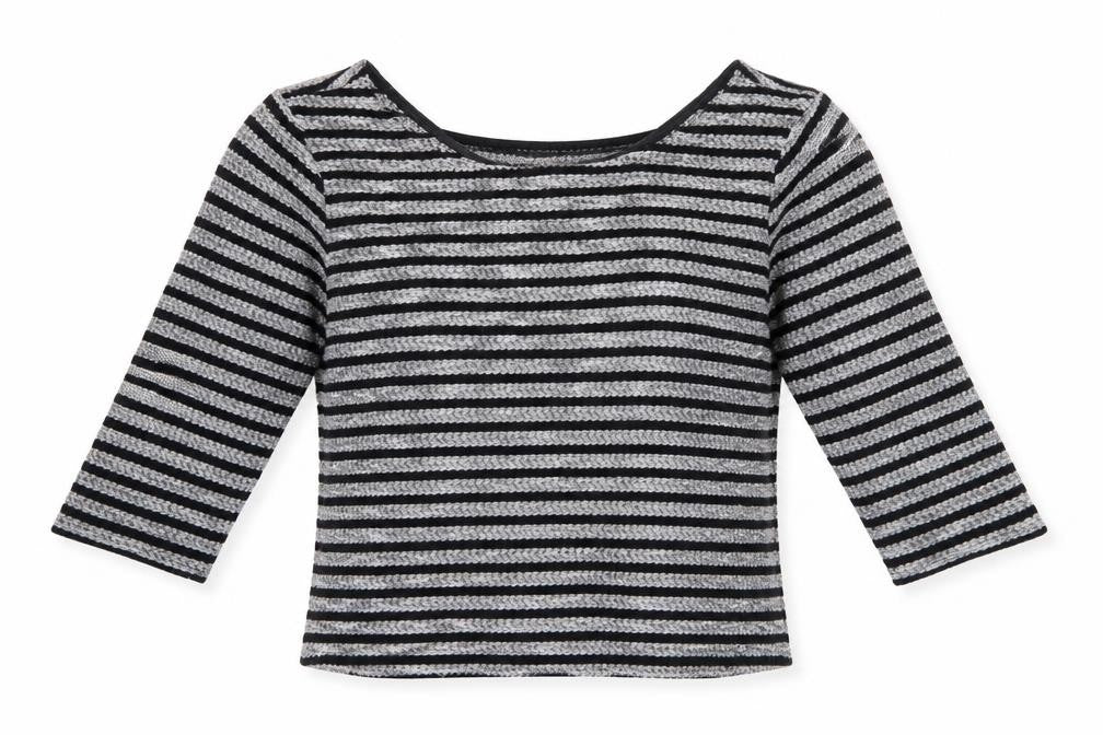 New Look Women's Black Striped 3/4 Sleeve Knit Top Size 8