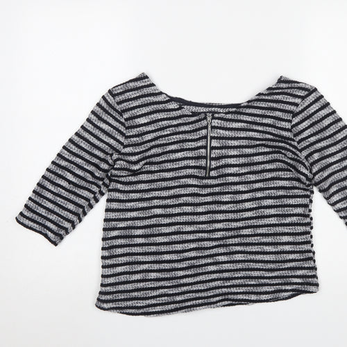 New Look Women's Black Striped 3/4 Sleeve Knit Top Size 8