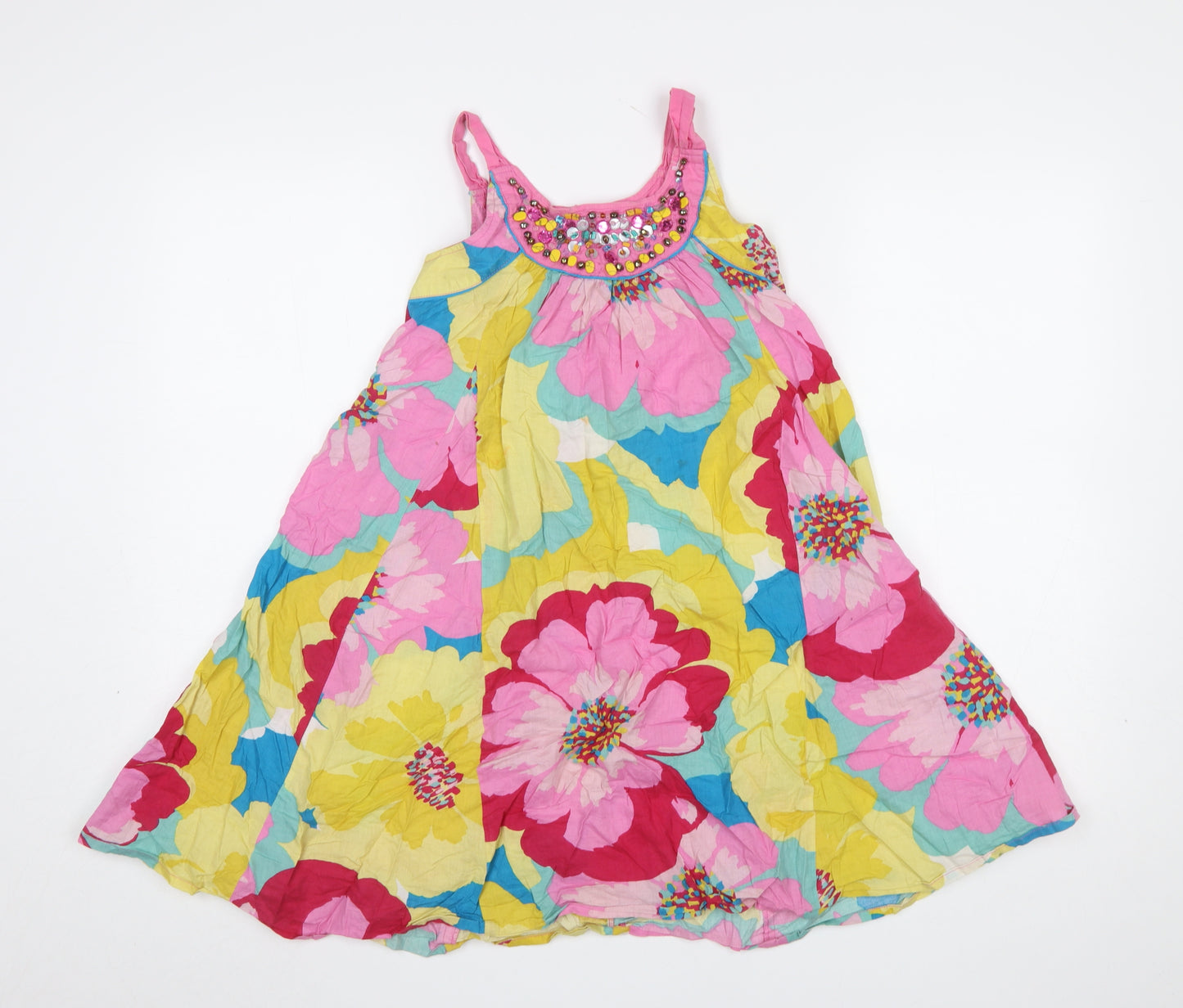 Monsoon Girls Multicoloured Floral Beaded A-Line Dress 8-9 Years