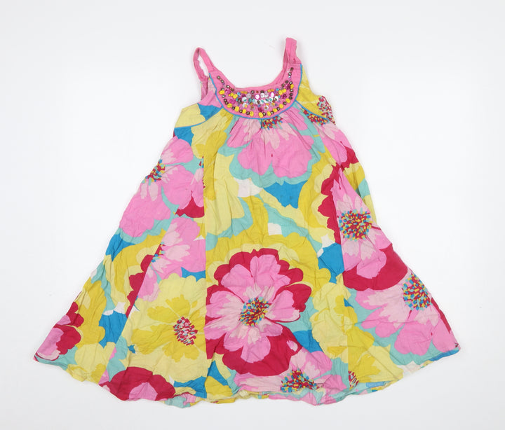 Monsoon Girls Multicoloured Floral Beaded A-Line Dress 8-9 Years