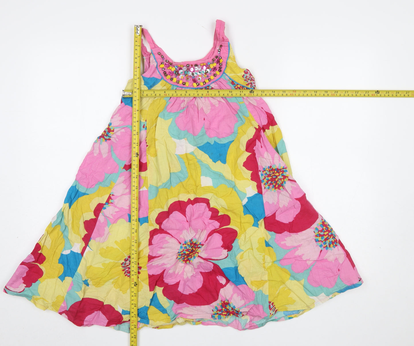 Monsoon Girls Multicoloured Floral Beaded A-Line Dress 8-9 Years