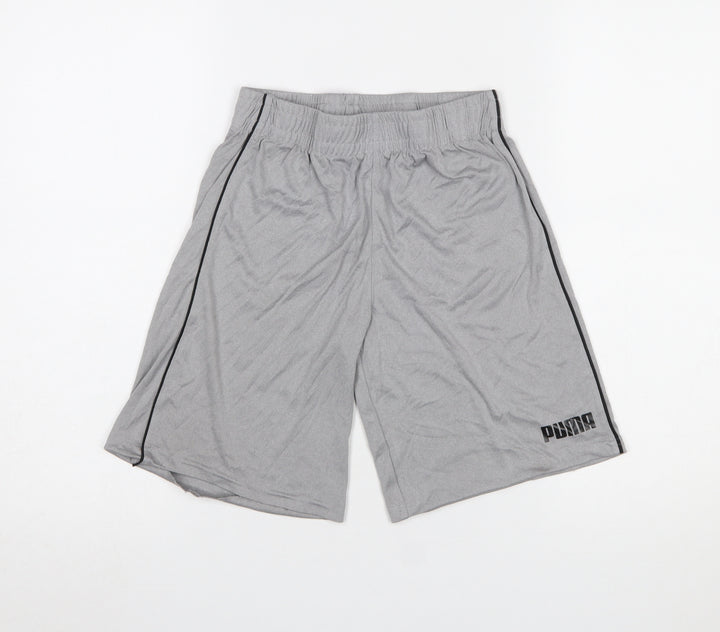 Puma Boys Grey 10-12 Years Athletic Jersey Sports Shorts