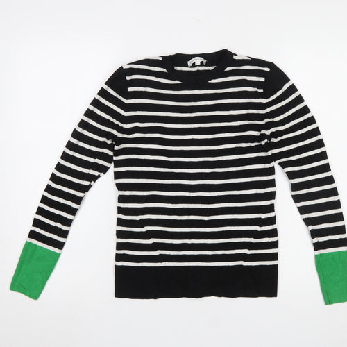 Warehouse Women's Black Striped Crew Neck Long Sleeve Jumper Size 8