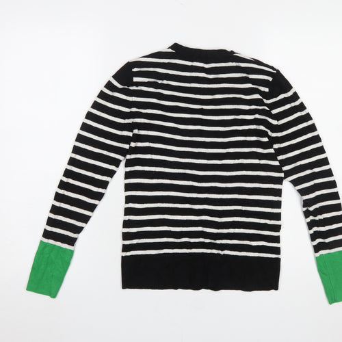 Warehouse Women's Black Striped Crew Neck Long Sleeve Jumper Size 8
