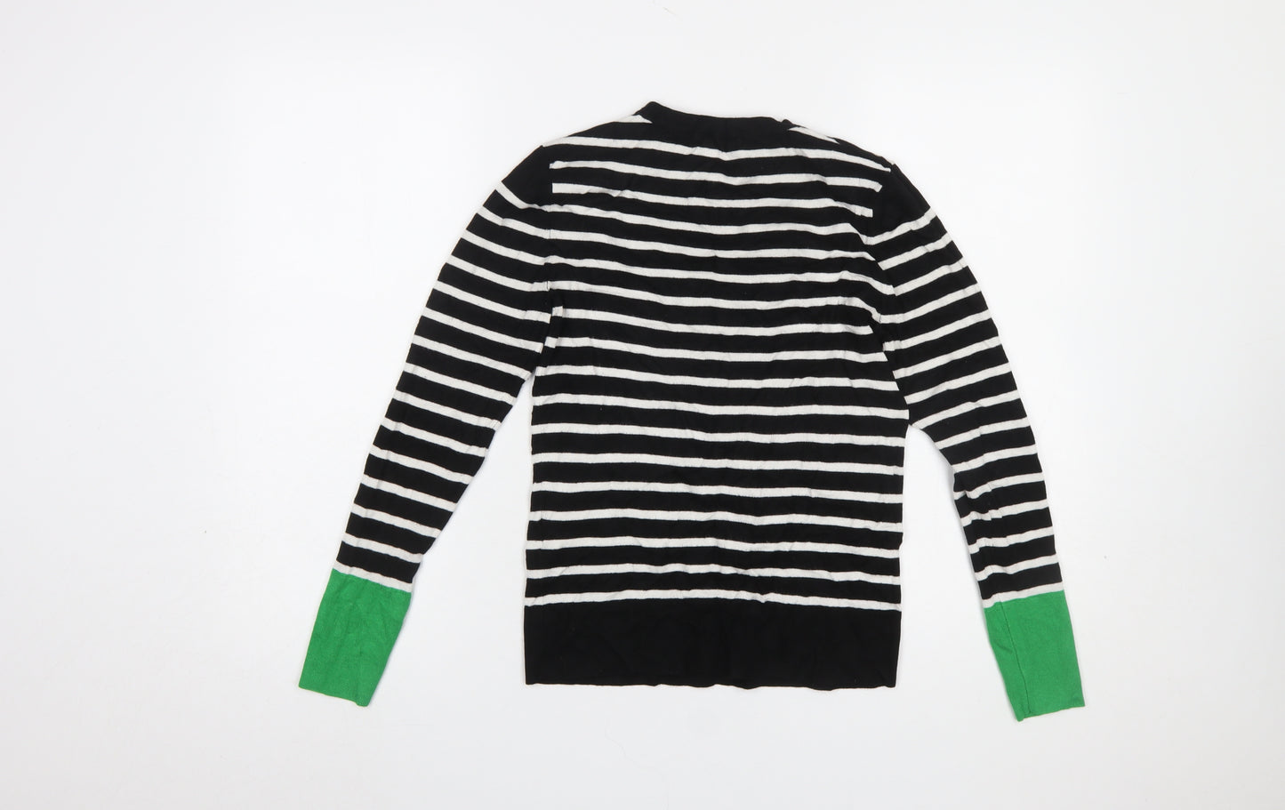 Warehouse Women's Black Striped Crew Neck Long Sleeve Jumper Size 8