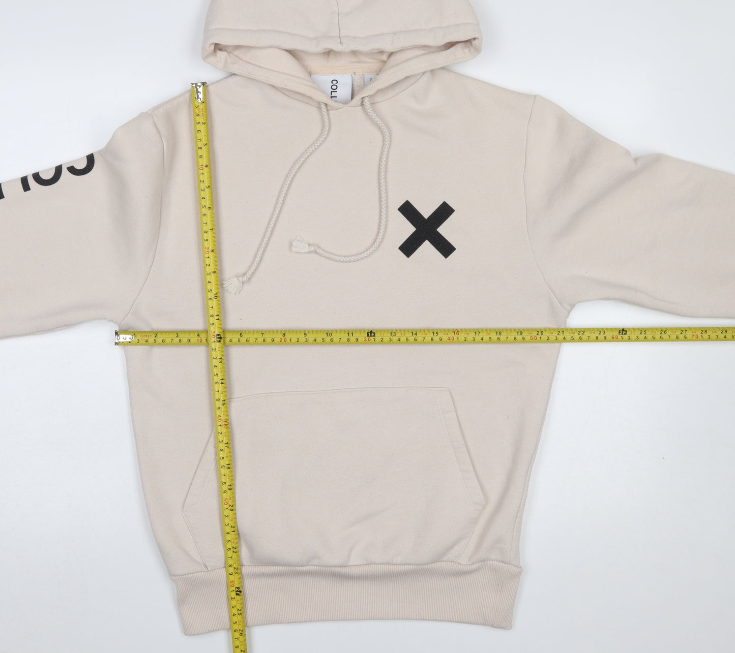 Collusion Men's Beige Pullover Hoodie XS Graphic Print Fleece