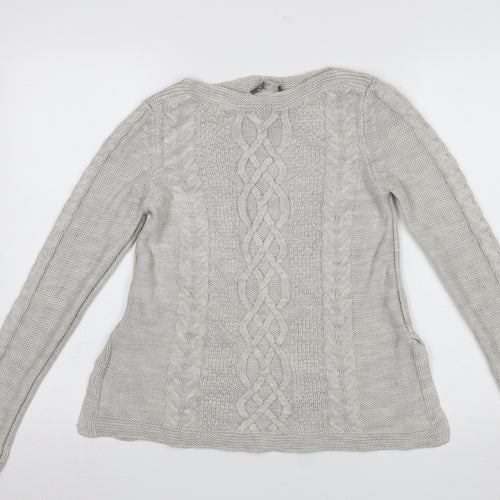 Oasis Women's Grey Cable-Knit Pullover Jumper Size S
