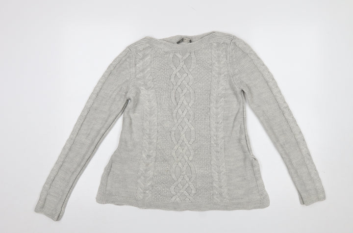 Oasis Women's Grey Cable-Knit Pullover Jumper Size S