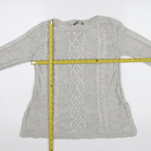Oasis Women's Grey Cable-Knit Pullover Jumper Size S