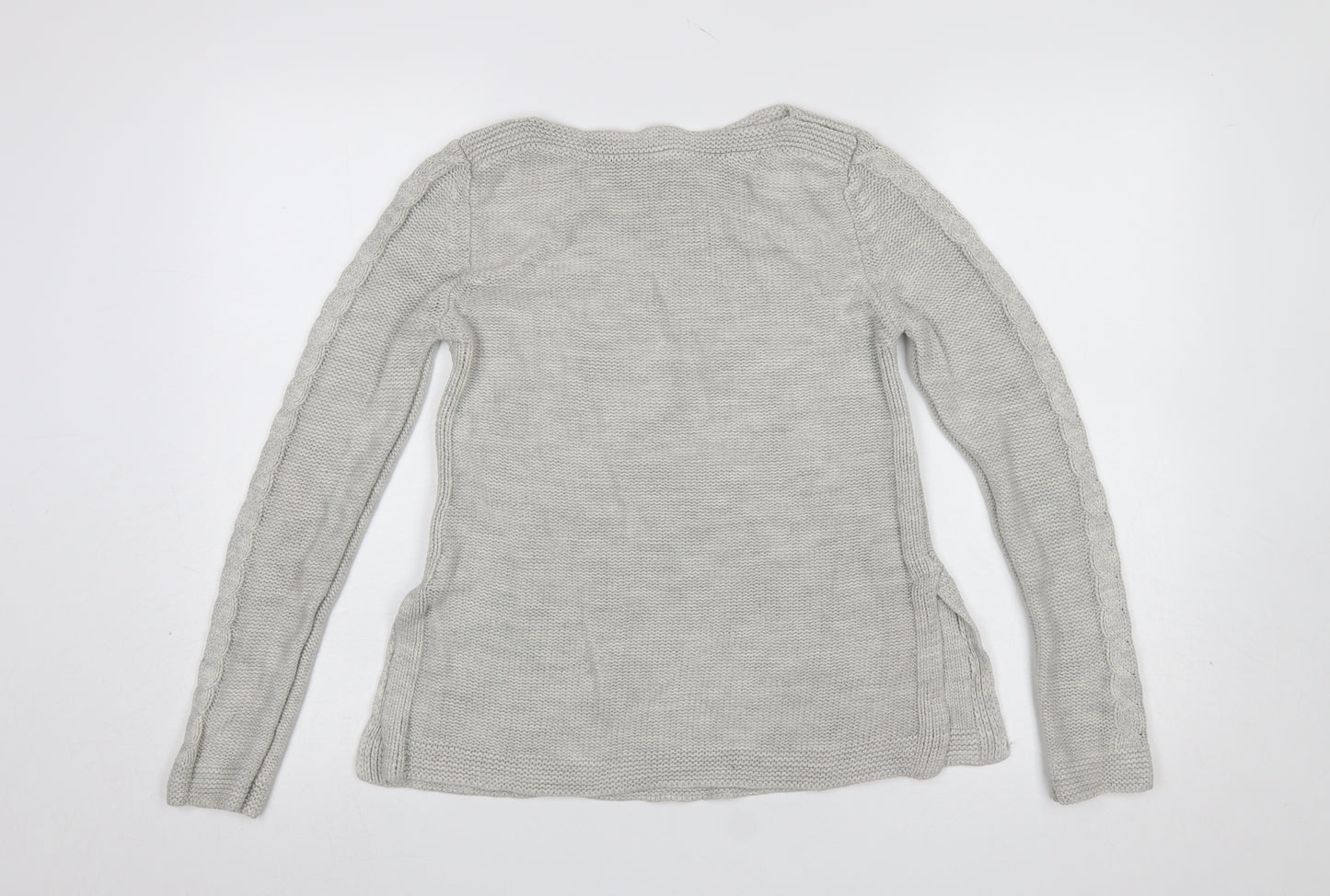 Oasis Women's Grey Cable-Knit Pullover Jumper Size S
