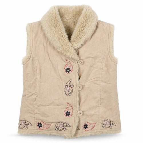 Debenhams Girls Beige Faux Suede Embroidered Faux Fur Waistcoat 7 Years