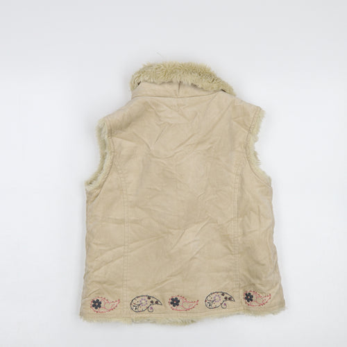 Debenhams Girls Beige Faux Suede Embroidered Faux Fur Waistcoat 7 Years