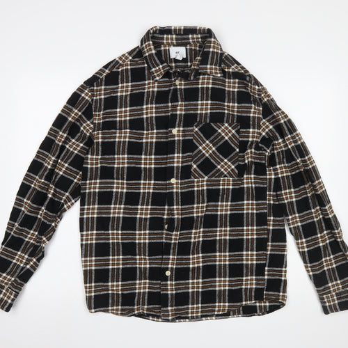 H&M Men’s Black Checked Flannel Relaxed Fit Shirt Size S