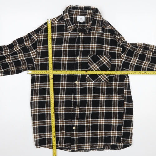 H&M Men’s Black Checked Flannel Relaxed Fit Shirt Size S