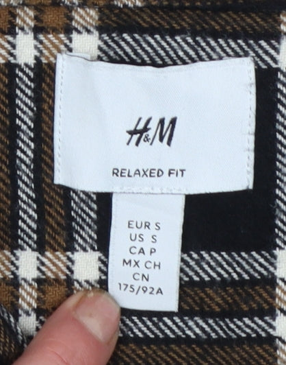 H&M Men’s Black Checked Flannel Relaxed Fit Shirt Size S