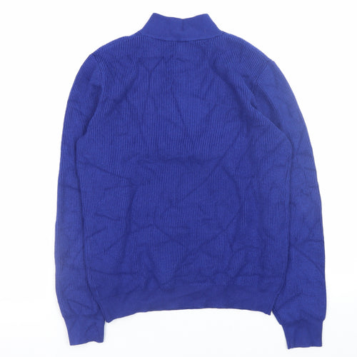 Kelly & Grace Men’s Blue 1/4 Zip High Neck Knit Jumper Size M