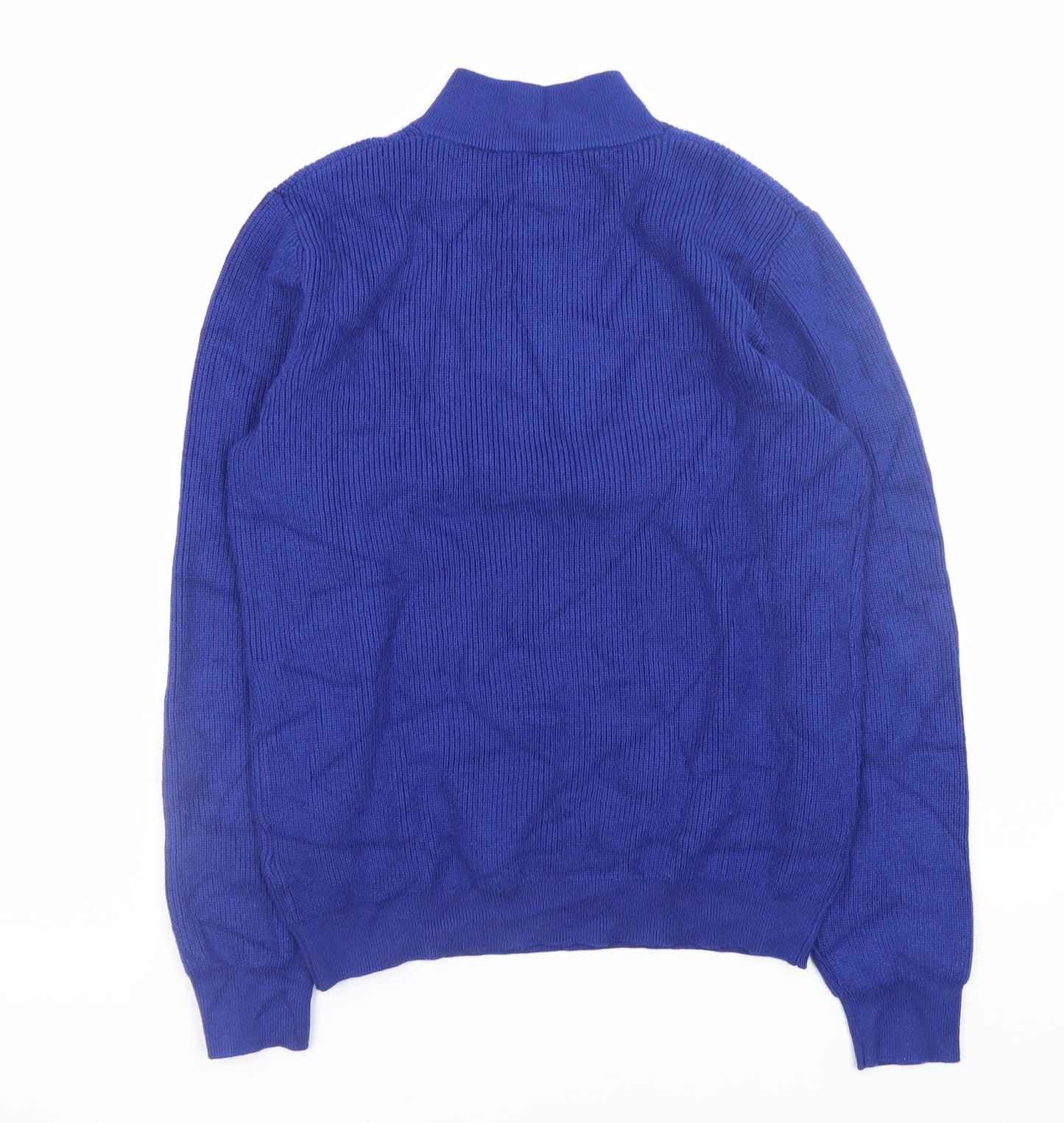 Kelly & Grace Men’s Blue 1/4 Zip High Neck Knit Jumper Size M