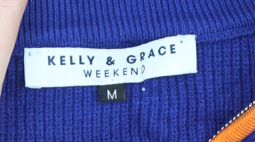Kelly & Grace Men’s Blue 1/4 Zip High Neck Knit Jumper Size M