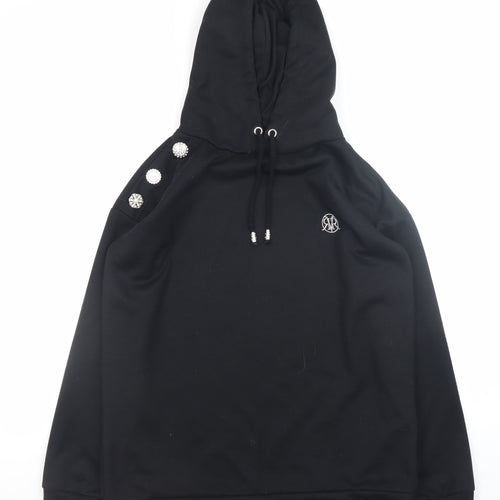 River Island Women’s Black Beaded Hoodie Small Pullover Sweatshirt