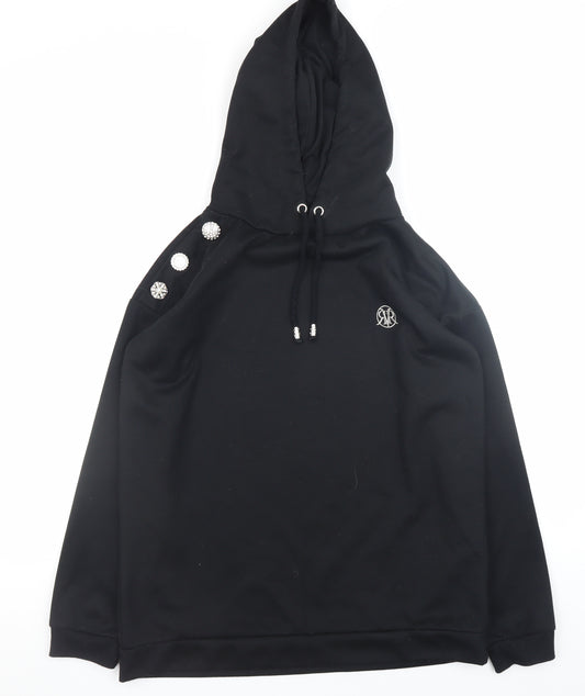 River Island Women’s Black Beaded Hoodie Small Pullover Sweatshirt