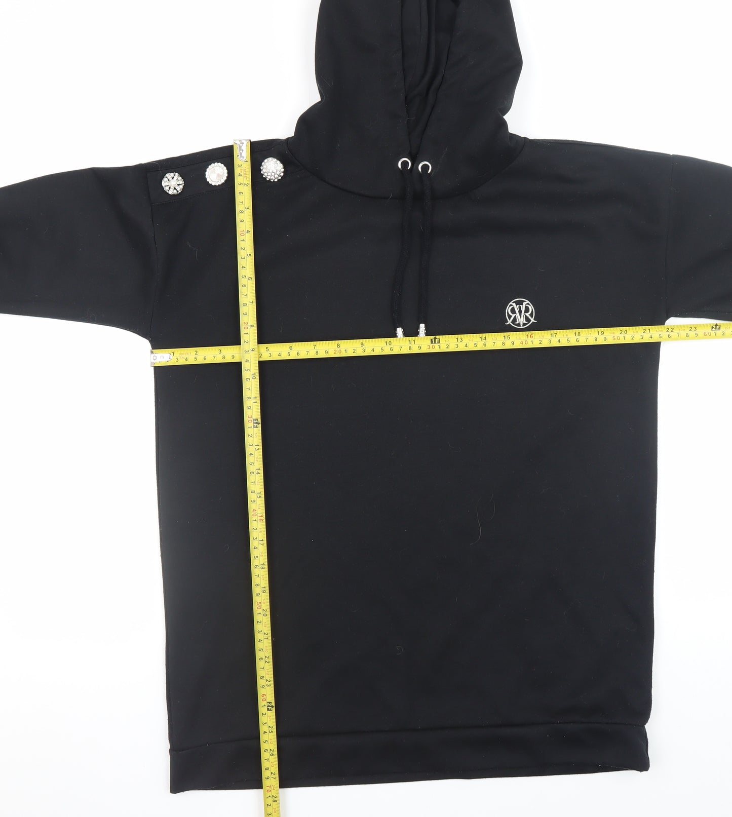 River Island Women’s Black Beaded Hoodie Small Pullover Sweatshirt