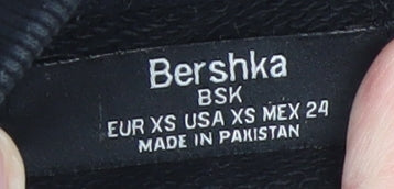 Bershka Women Black 1/2 Zip Pullover Sweatshirt XS Rainbow Trim