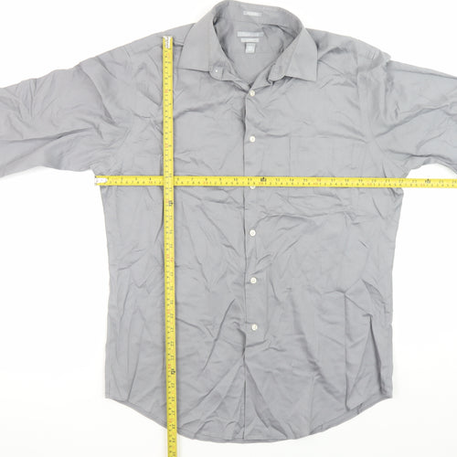 Van Heusen Men's Grey Fitted No Iron Long Sleeve Dress Shirt Size 16