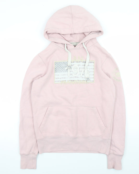 California Citywear Women's Pink Pullover Hoodie Size S with Logo Design