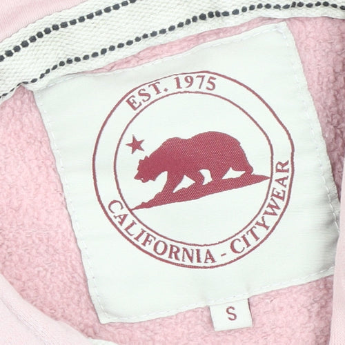 California Citywear Women's Pink Pullover Hoodie Size S with Logo Design