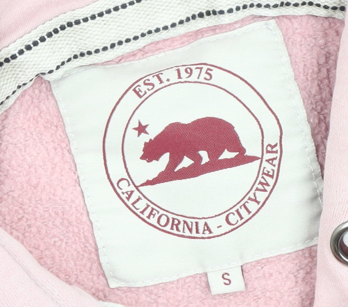California Citywear Women's Pink Pullover Hoodie Size S with Logo Design