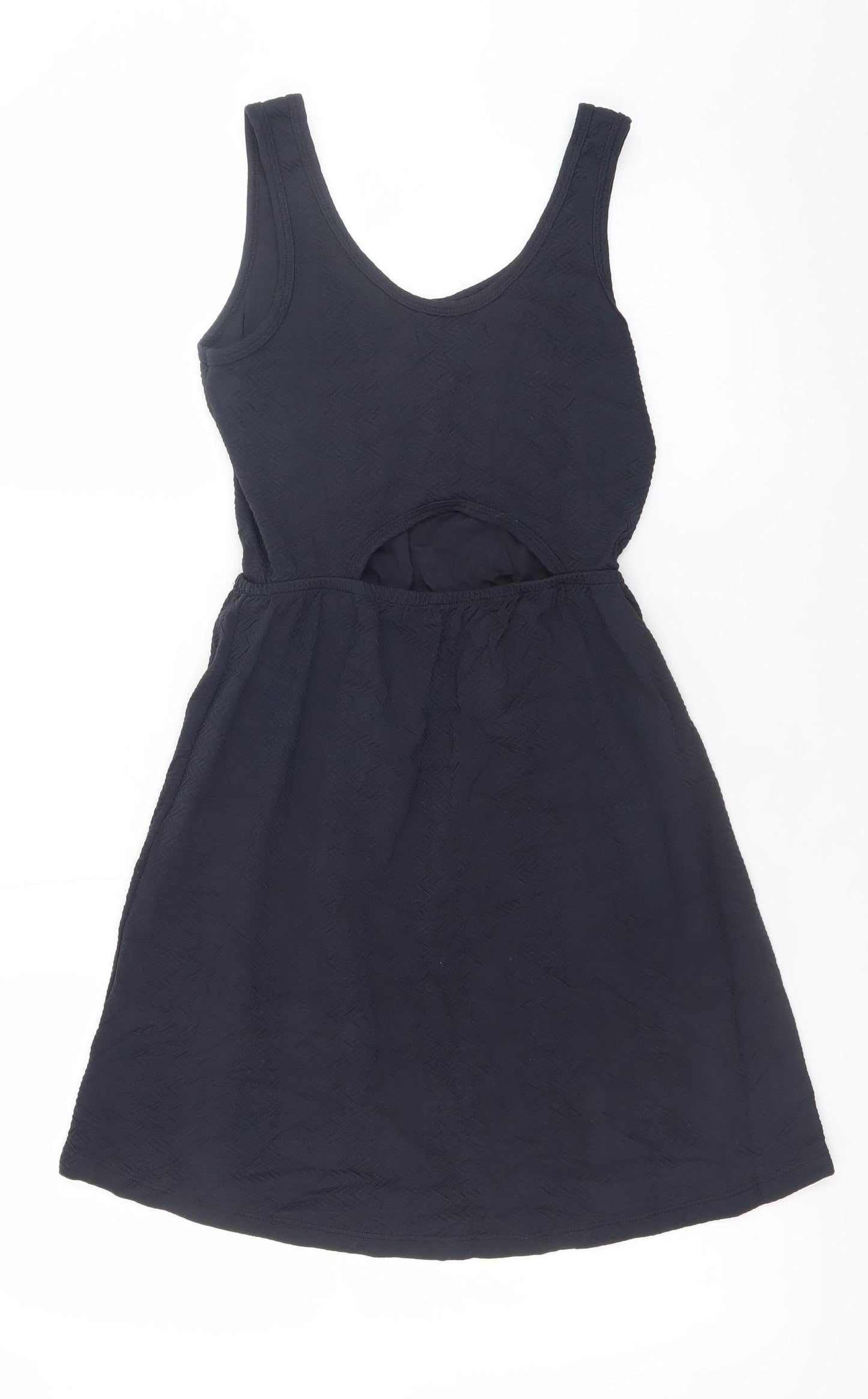 BlueSteel Women Black Short Tank Dress Size S Scoop Neck Cut Out