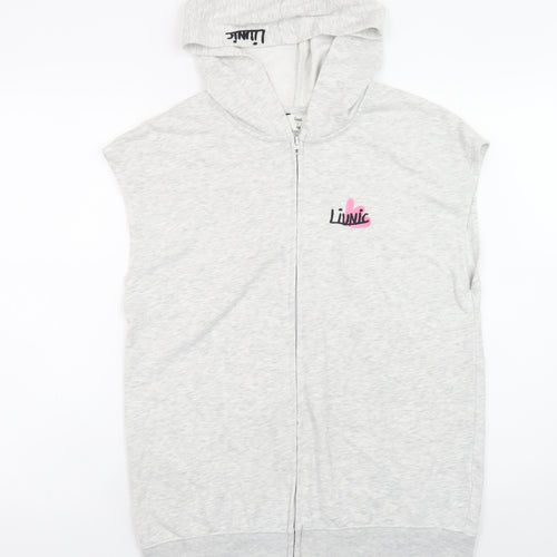 H&M Girls Grey Graphic Sleeveless Full Zip Hoodie 16 Years